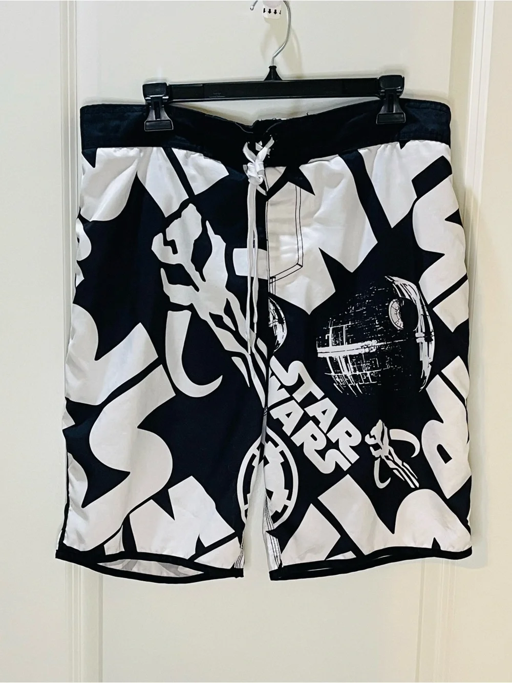 Star Wars Black & White Graphic Swim Trunks XL